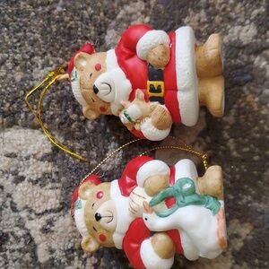 Vintage Santa Bear Ornaments